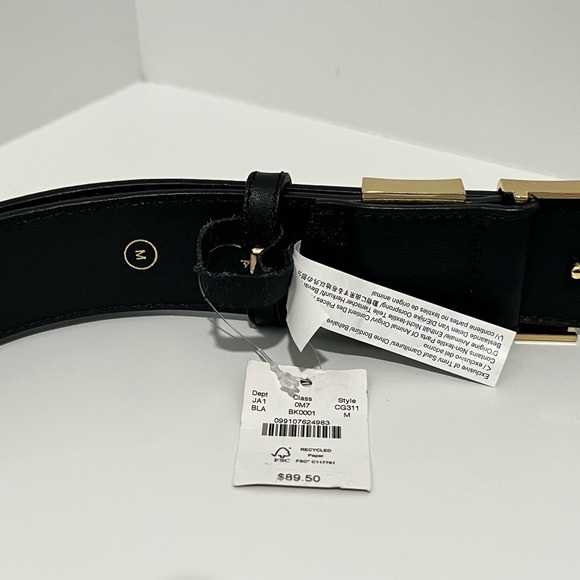 NEW J. Crew double gold buckle black leather belt size medium CG311 $89.50